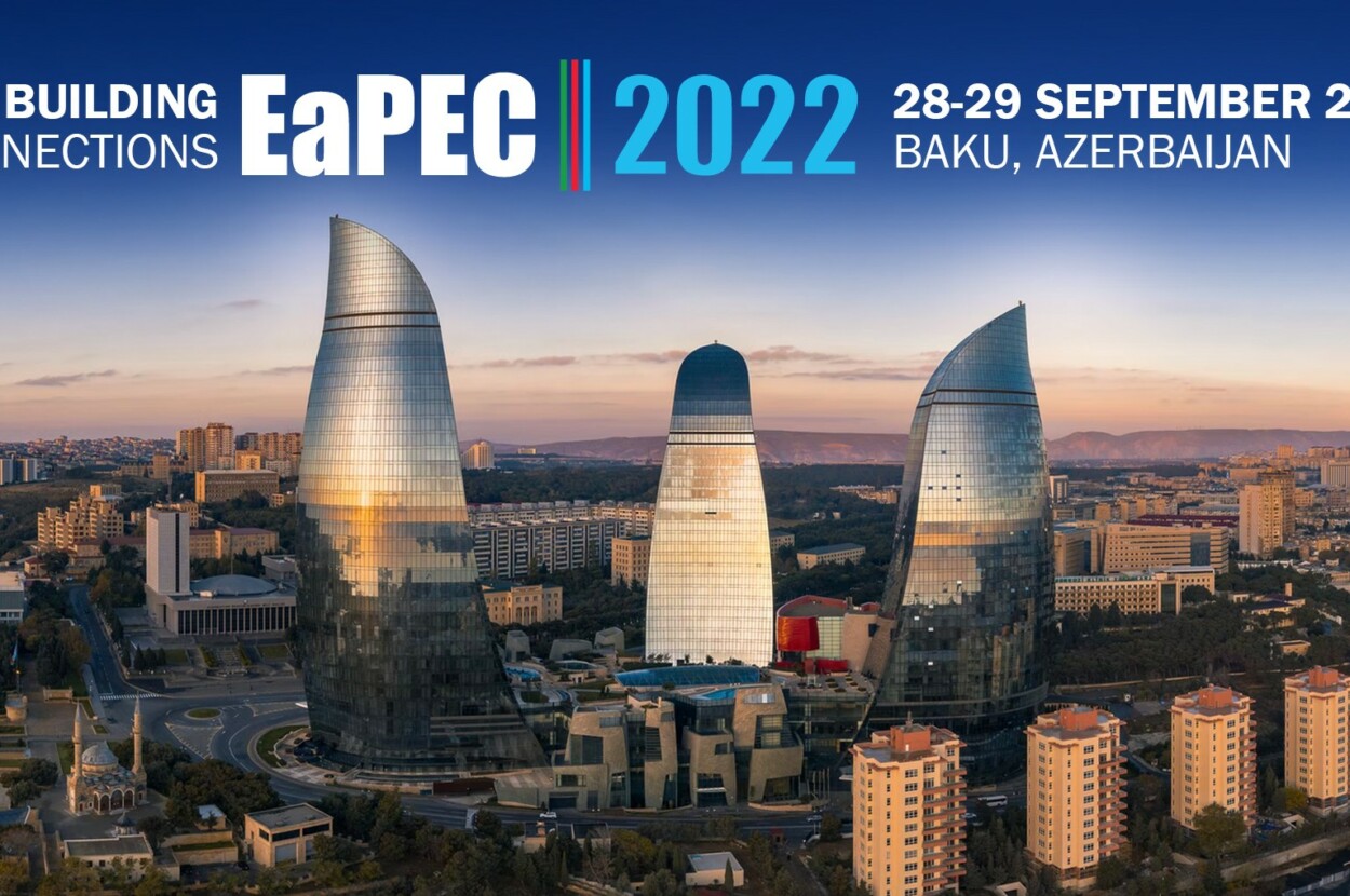 Photo view across Baku, Azerbaijan, with EaPEC 2022 conference logo and dates